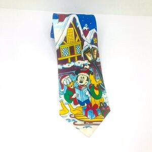 Vintage Disney Christmas Balancine Inc Windsor Tie Mickey Donald Pluto Caroling